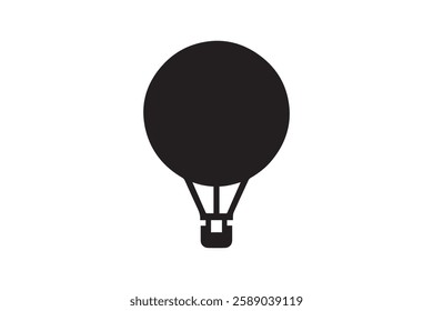 hot air balloon icon vector silhouette isolated in white background