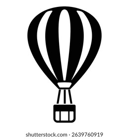Hot Air balloon icon vector design template in white background. Hot air balloon Silhouette symbol.  Flight Balloon for Travel Pictogram. Air balloon Vector Illustration.