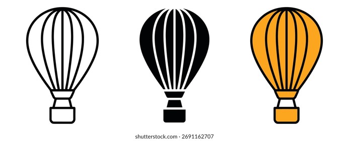 Heißluftballon-Ikone, Vektor. Abenteuer und Aufregung Symbol. Vektorgrafik.