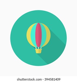 Hot air balloon icon, Vector flat long shadow design. Transport concept.