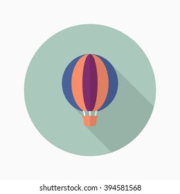 Hot air balloon icon, Vector flat long shadow design. Transport concept.