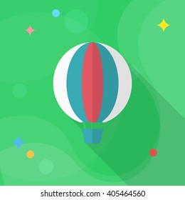 Hot air balloon icon, Vector flat long shadow design. Transport concept.