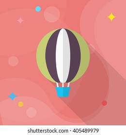 Hot air balloon icon, Vector flat long shadow design. Transport concept.