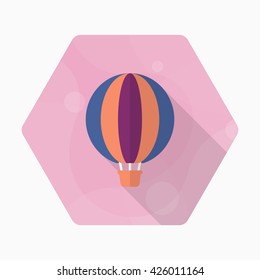 Hot air balloon icon, Vector flat long shadow design. Transport concept.