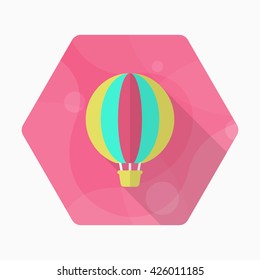 Hot air balloon icon, Vector flat long shadow design. Transport concept.