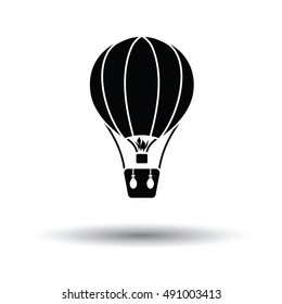 Hot air balloon icon. White background with shadow design. Vector illustration.