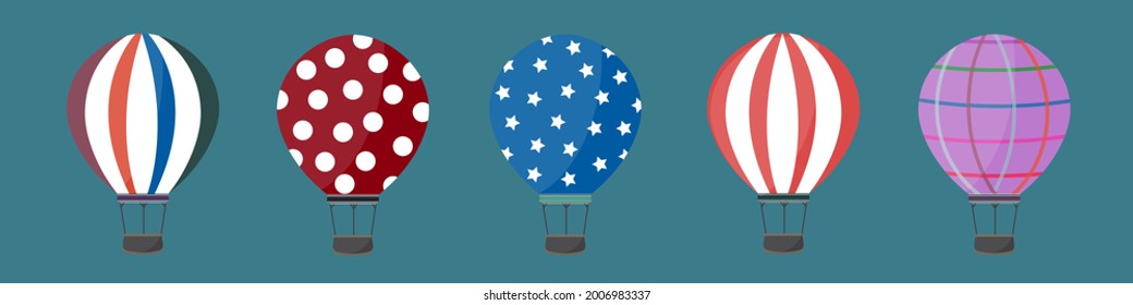 hot air balloon icons set. vector illustration