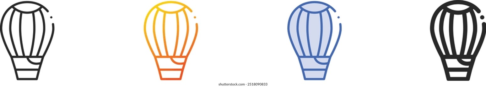 hot air balloon icon.Thin Linear, Gradient, Blue Stroke and bold Style Design Isolated On White Background