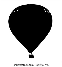 Hot Air Balloon Illustrated Vector Object in Black and White