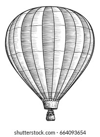 Hot air balloon illustration  drawing  engraving  ink  line art  vector