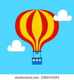 hot air balloon illustration in flat style for children's book