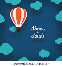 Hot air balloon illustration with a place for your text in carto