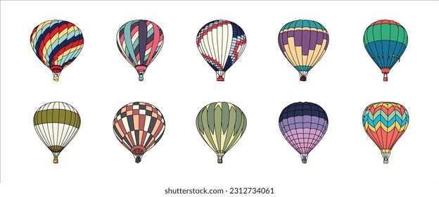 Hot Air Balloon Illustration Vector Set