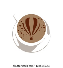 hot air balloon inside cup of coffee