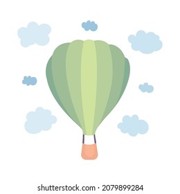 Hot air balloon. Inspiration and creativity metaphor. Hot air balloon cartoon style, hand drawn graphic. Part of set.