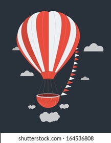 Hot air balloon isolated background black