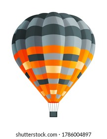 Hot air balloon isolated on white background vector illustration. Aircraft hot air ballon used to fly gas. Consists of gas burner, a shell and a basket for carrying passengers. Romantic flight travel