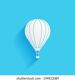 hot air balloon isolated on a blue background for your design