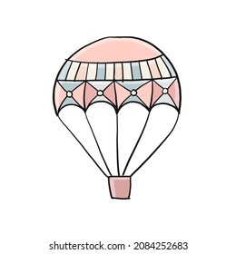 Hot Air Balloon isolated on white. Sketch for your design