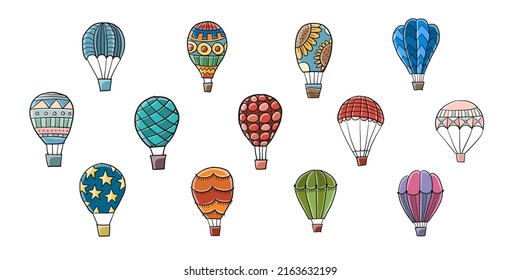 Hot Air Balloon isolated on white. Sketch for your design