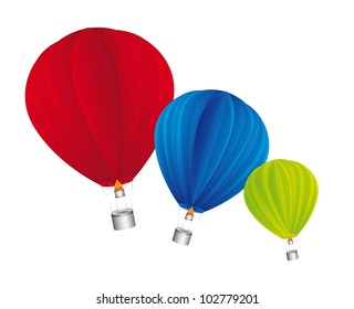 hot air balloon isolated over white background. vector illustration