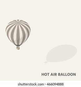 A hot air balloon in isometric view with shadow.