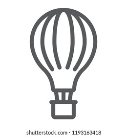 Hot air balloon line icon, airship and flight, aerostat sign, vector graphics, a linear pattern on a white background, eps 10.