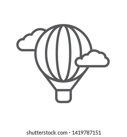 Hot air balloon line icon. Minimalist icon isolated on white background. Hot air balloon simple silhouette. Web site page and mobile app design vector element.