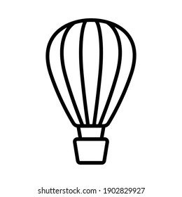 Hot air balloon line icon on white background, vector illustration
