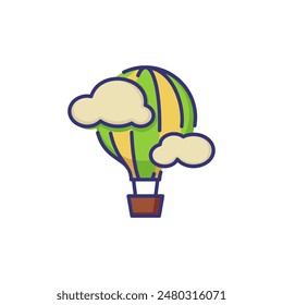 Hot air balloon line icon. Adventure, freedom, inspiration. Travel concept. Vector illustration can be used for topics like tourism, recreation, transport