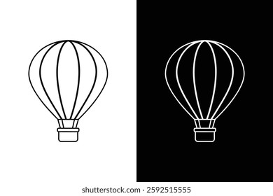Hot air balloon line icon vector illustration design black white background