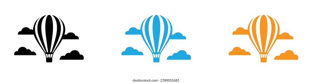 Hot air balloon line icon. Minimalist icon isolated on white background. Hot air balloon simple silhouette. Web site page and mobile app design vector element.