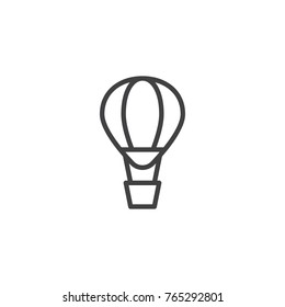 Hot air balloon line icon, outline vector sign, linear style pictogram isolated on white. Airballoon adventure fly trasnport symbol, logo illustration. Editable stroke