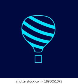 Hot air balloon Line. Pop Art logo. Colorful design with dark background. Abstract vector illustration. Isolated black background for t-shirt, poster, clothing, merch, apparel, badge design