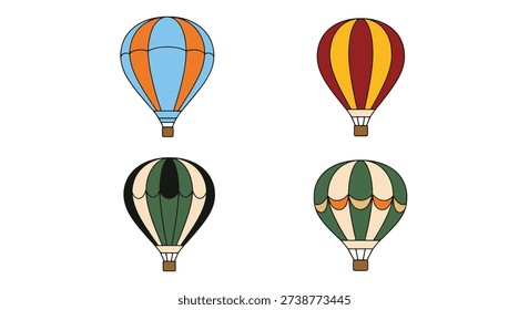 Hot Air Balloon Line soft colorful abstract illustration