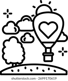 Hot air balloon Line vector Icon Design