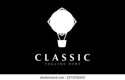 Hot air balloon logo abstract monogram vector template