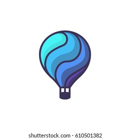 Logo de los globos aerostáticos. Ilustración de dibujos animados del icono del vector del globo de aire caliente para diseño web o plantilla de logotipo