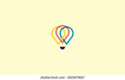 Hot air balloon logo design. AIr balloon with basket vector design. Air transport logotype