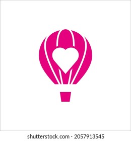 Hot Air Balloon Logo Design and love on white background