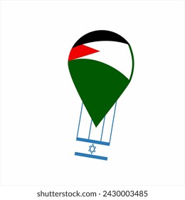 Heißluftballon-Logo-Design mit dem Konzept der palästinensischen und israelischen Flagge.
