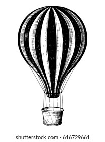 Hot Air Balloon logo design template. Retro airship on white background. Vector illustration