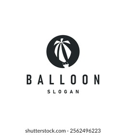 Hot air balloon logo premium creative design colorful air transport symbol template simple style