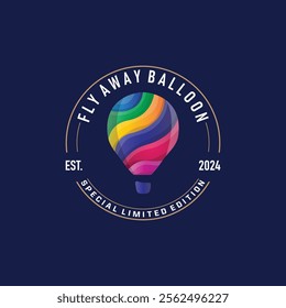 Hot air balloon logo premium creative design colorful air transport symbol template simple style