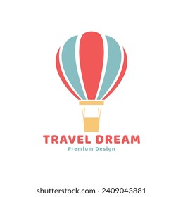 hot air balloon logo  tourism  holiday  vector icon  symbol  minimalist illustration design