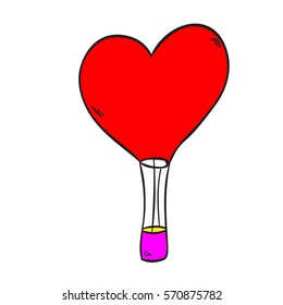 Hot Air Balloon love on a white background. Vector illustration