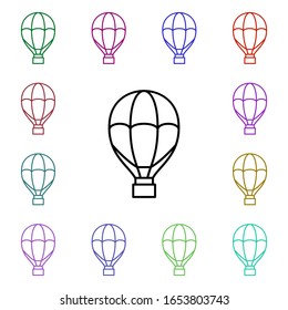 Hot air balloon multi color style icon. Simple thin line, outline vector of summer icons for ui and ux, website or mobile application