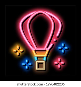 hot air balloon neon light sign vector. Glowing bright icon big balloon sign. transparent symbol illustration