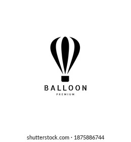 Hot Air Balloon on Black and White Vector Illustration