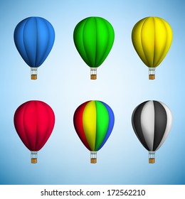 hot air balloon on blue sky background. Vector.